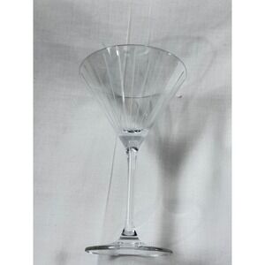 Mikasa Martini Glass Etched Vertical Lines Signed Clear Crystal Stemware 7.5"